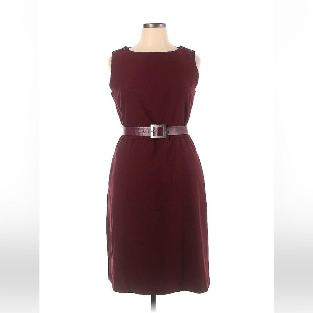 Vintage 60s 70s EJM ltd maroon belted  midi dress, 15 or 16